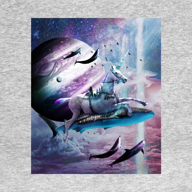 Unicorn Riding Shark In Space by Random Galaxy